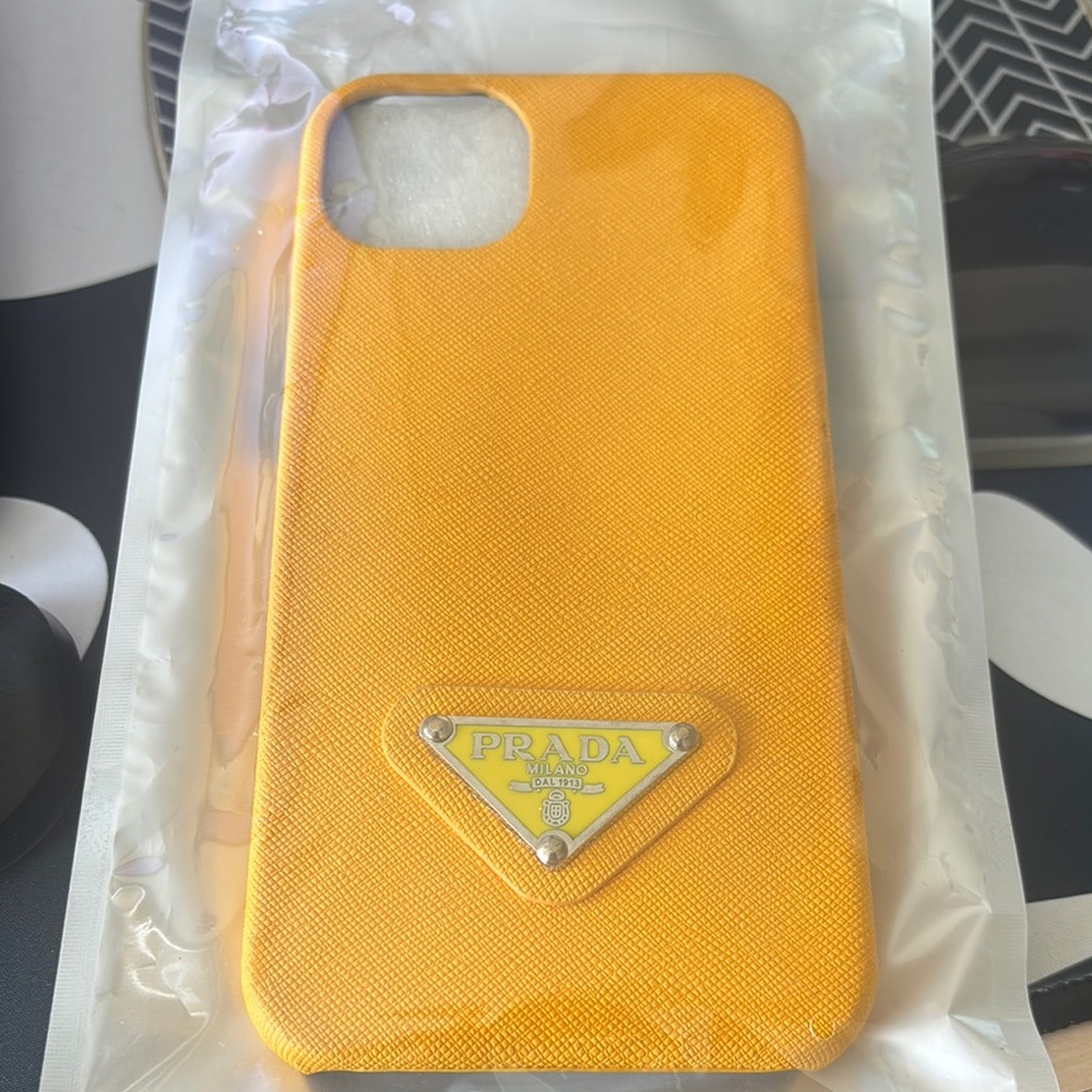 Designer Inspired Yellow Luxury Phone Case with Metallic Logo